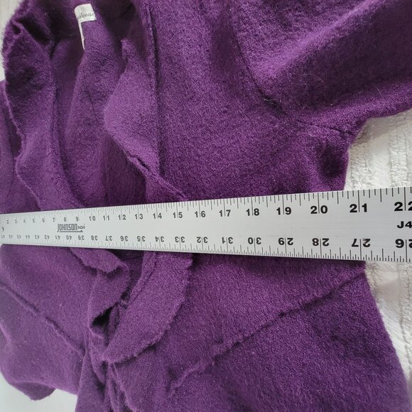 Marisa Christina Womens Purple Wool Ruffled Cardigan Sweater Large Tie-Front - Picture 6 of 7